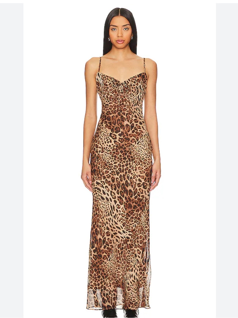 Superdown- Leopard Print Slip Maxi Dress - Brown